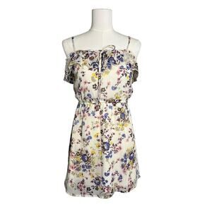 Mossimo Supply Co. Cream Floral Mini Dress with Blue and Yellow Flowers